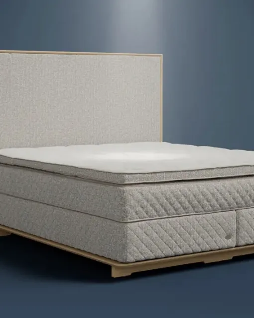 Bed in padded Essence fabric by Duxiana