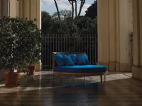 Giotto round design bed in canaletto walnut and Vienna straw by Midsummer Milano