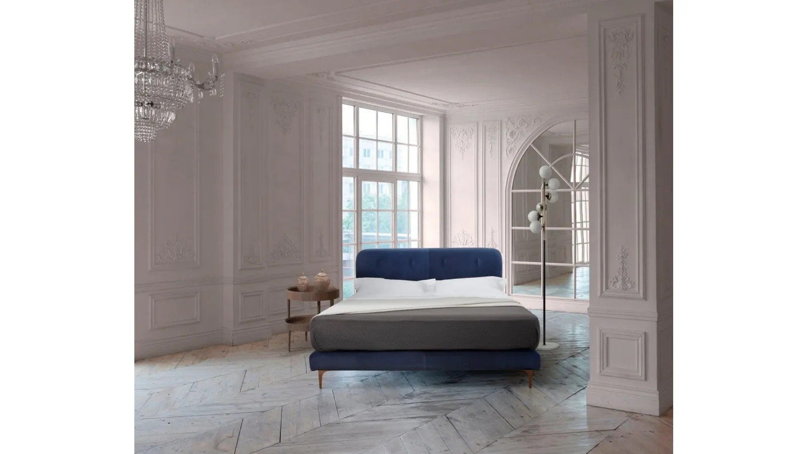 Bed with Tulip fabric from Midsummer Milano